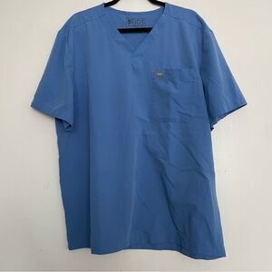 Men’s FIGS Leon 3 Pocket Scrub Top Ceil Blue 1494 Size XXL
